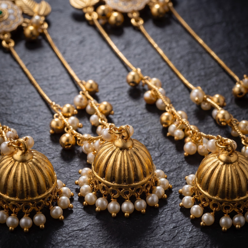 Royal Rajputana Multi-Tier Pearl Waterfall Jhumkas