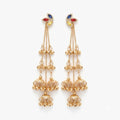 Royal Multi-Stone Tiered Waterfall Ghungroo Jhumka Earrings