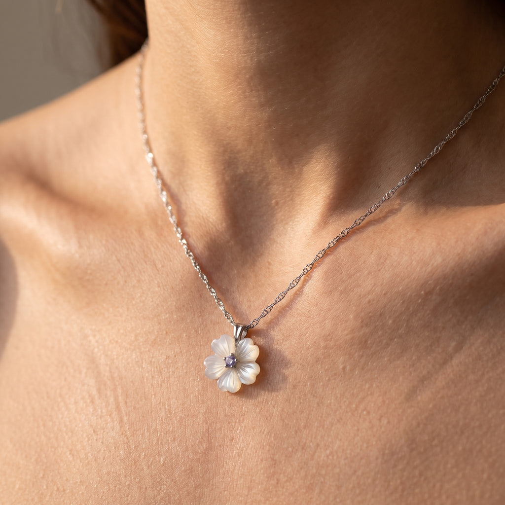 Frosted Flora Crystal Necklace Pendant