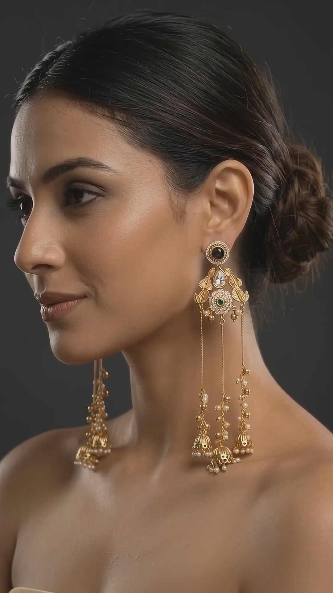 Royal Rajputana Multi-Tier Pearl Waterfall Jhumkas